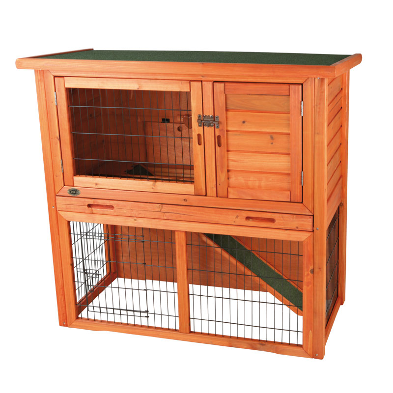 Weatherproof Outdoor Wooden 2-Story Guinea Pig Hutch with Run