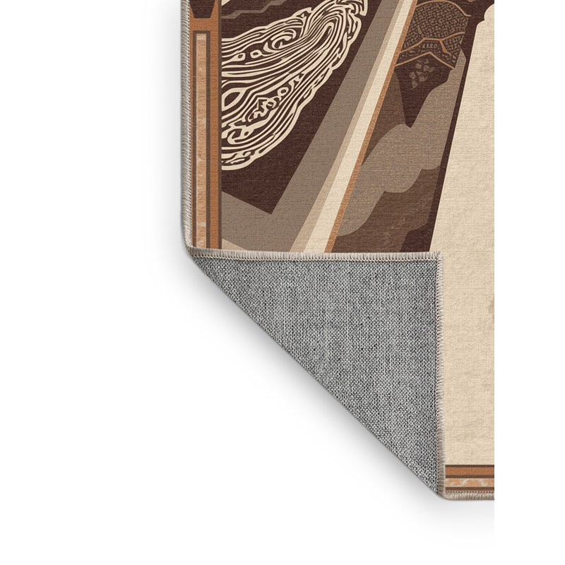 Machine Washable Parez Accra Independence Arch Classic Oriental Rug in Beige – Beige Binding, 2x4