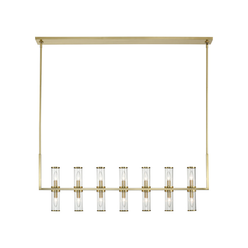 Luminaire suspendu pour îlot de cuisine 14 lumières Revolve, Laiton naturel