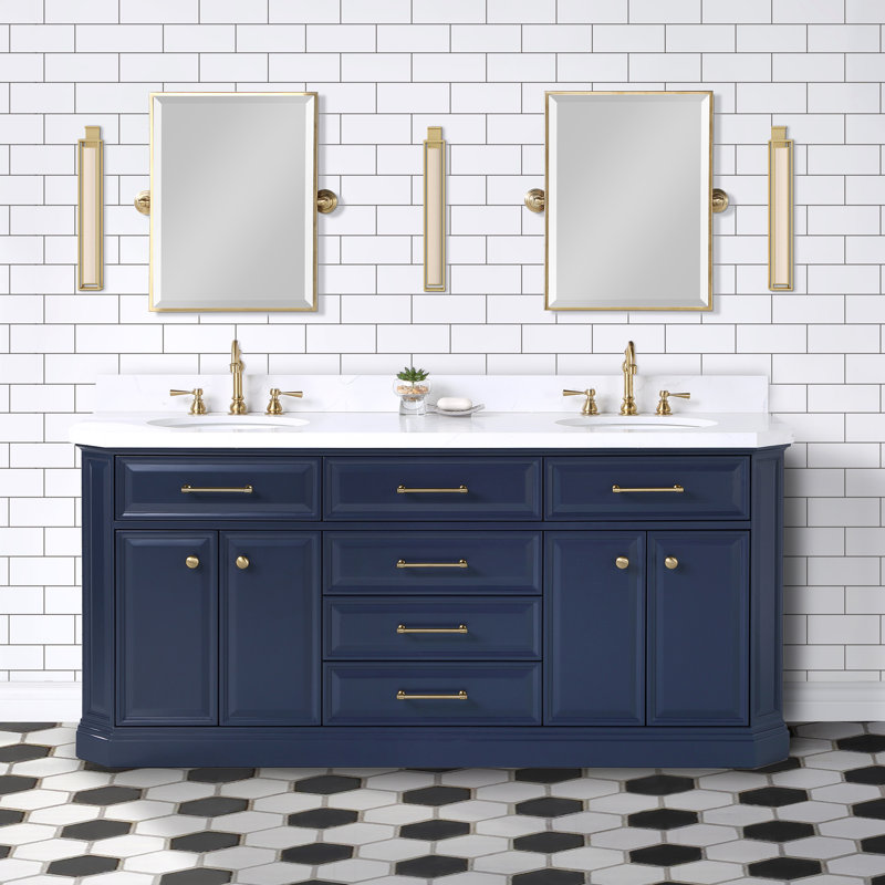 Miroir de salle de bain / meuble-lavabo biseauté Guifford, Or satiné