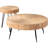 COZAYH 2 Piece Round Coffee Tables, Wooden Living Room Furniture, Radial Pattern