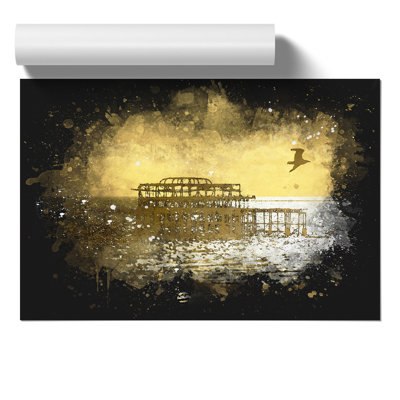 Brighton West Pier at Sunset Paint Splash - Frameless Print