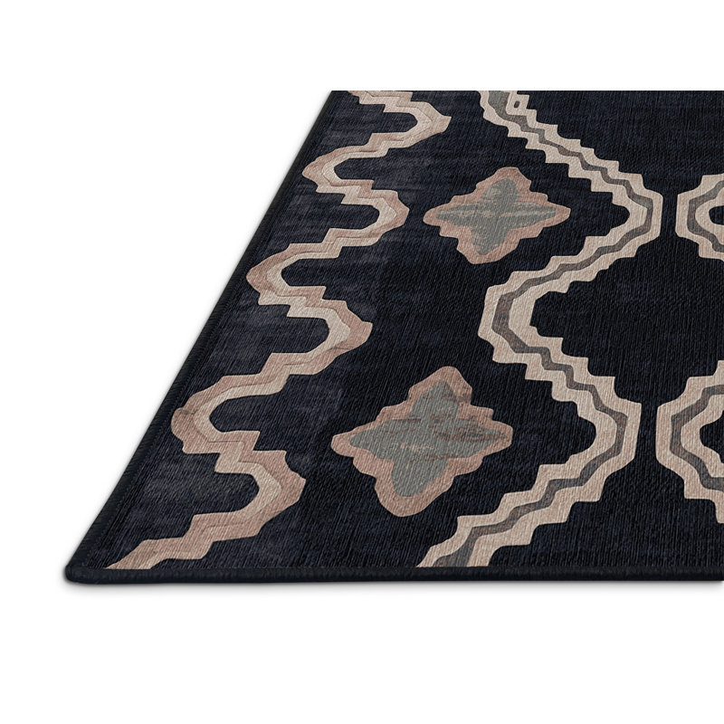 Machine Washable Gray Area Rug, Round 3'