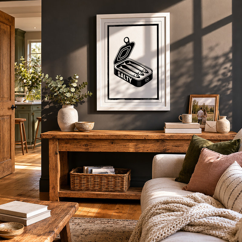 Open Salt Tin Graphic - Framed Print, A1 - 84.1 x 59.4 cm, White