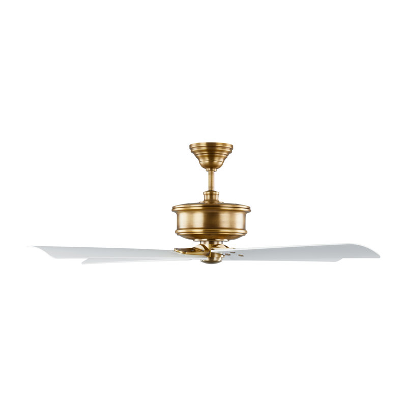 Downrod Ceiling Fan, Hand Rubbed Brass