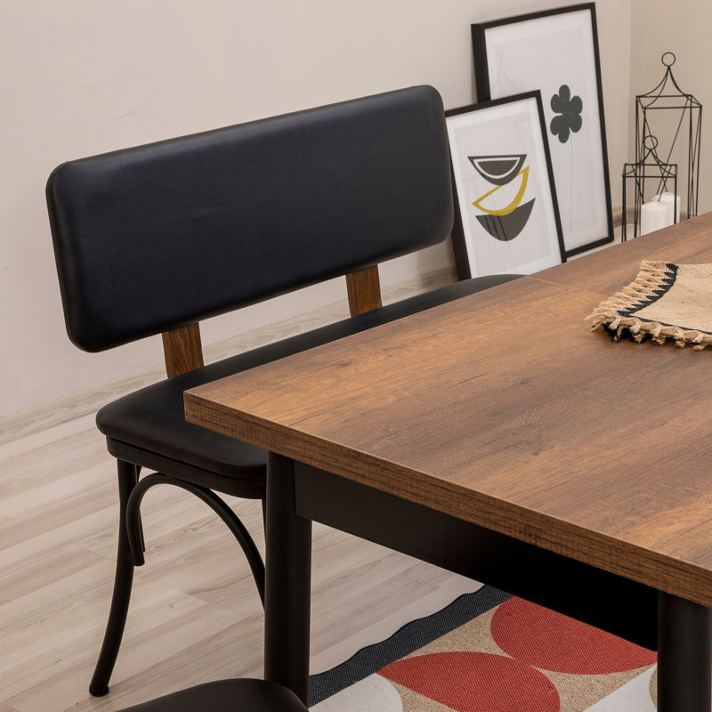 Tekamah 3 - Person Dining Set, Walnut/Black