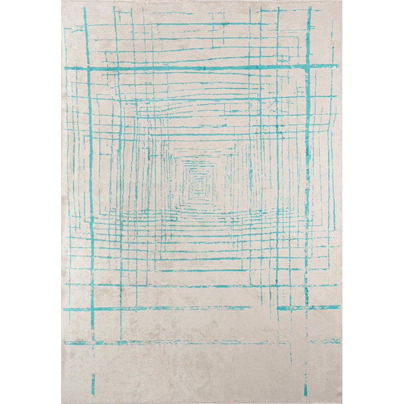 Ramari Geometric Hand Loom Indoor / Outdoor Area Rug, Rectangle 7'10" x 9'10"