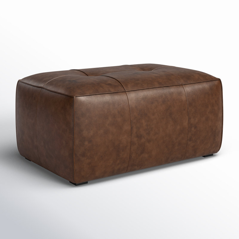 Repose-pieds en cuir italien Capa, Cuir véritable brun chocolat