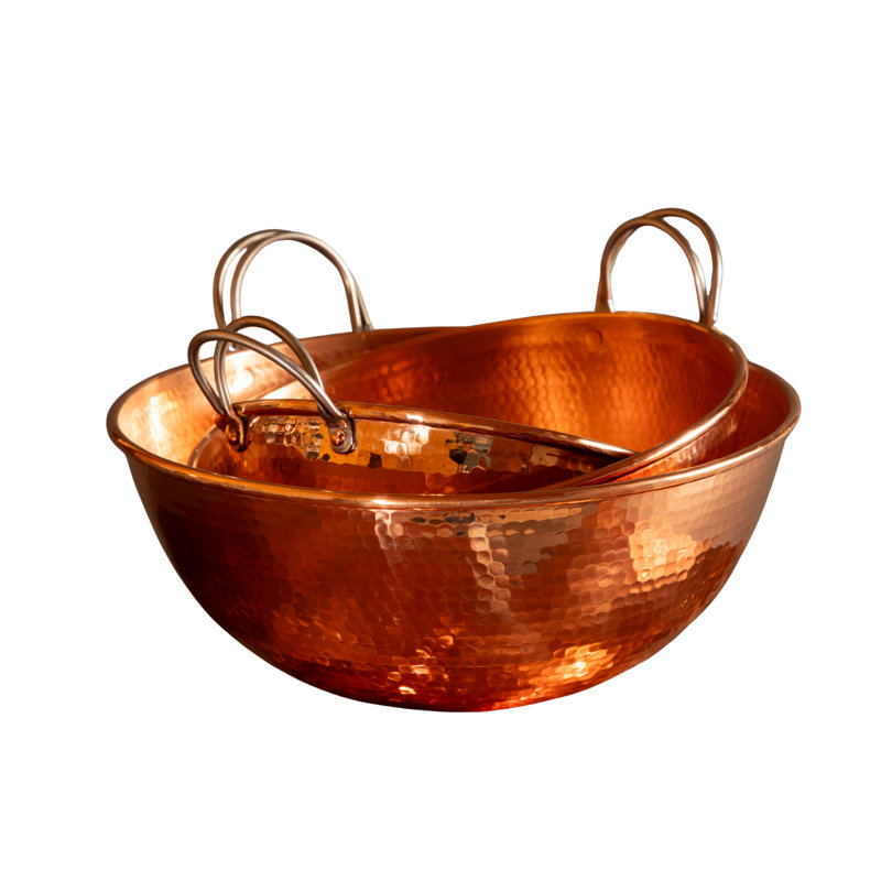 Copper Mixing Bowls, 3 Bowl Set