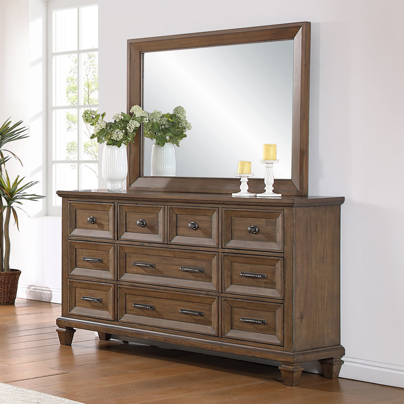 Commode 2 pièces en bois avec miroir Mirabeau, Brun