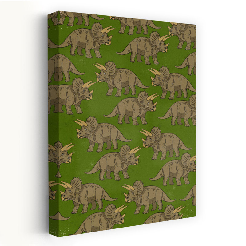 Triceratops Dino, motif abstrait rétro, paysage, nature, art mural, H 36 po x l 24 po
