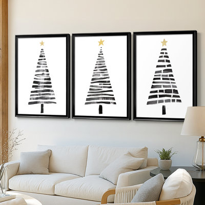 Christmas Holiday Art Lxx - Toile tendue avec châssis sur mesure - 3 pièces