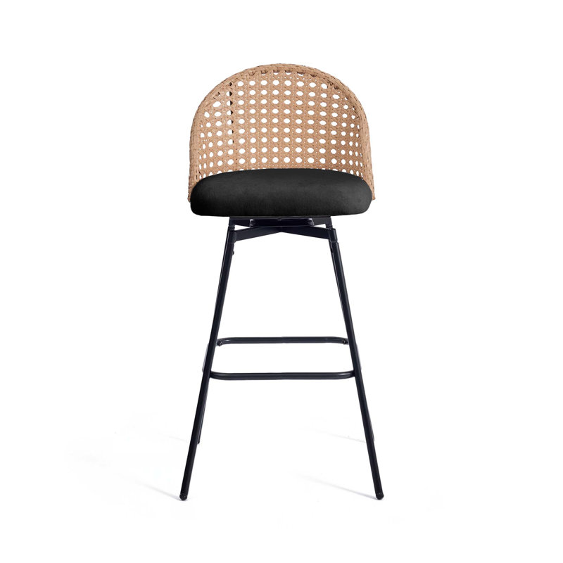 Swivel Upholstered Chenille Bar Stool, Black