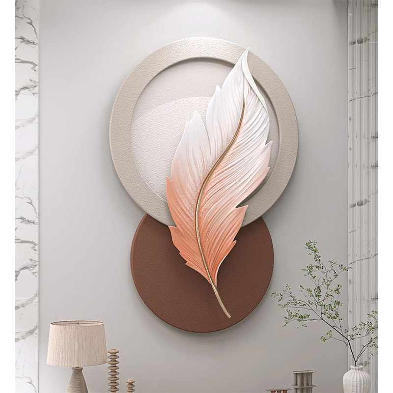 Panneau mural en grès tridimensionnel de luxe et moderne, Brun / blanc / rose, 24,8 po H x 35,43 po L x 1,18 po P