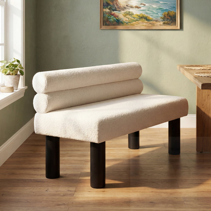 Banc de salle à manger rembourré avec dossier, Beige