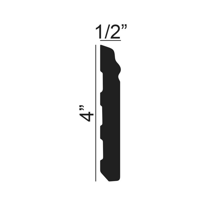 WM 620 4 in x 1/2 in x 6 in L Polyurethane Base Moulding Sample