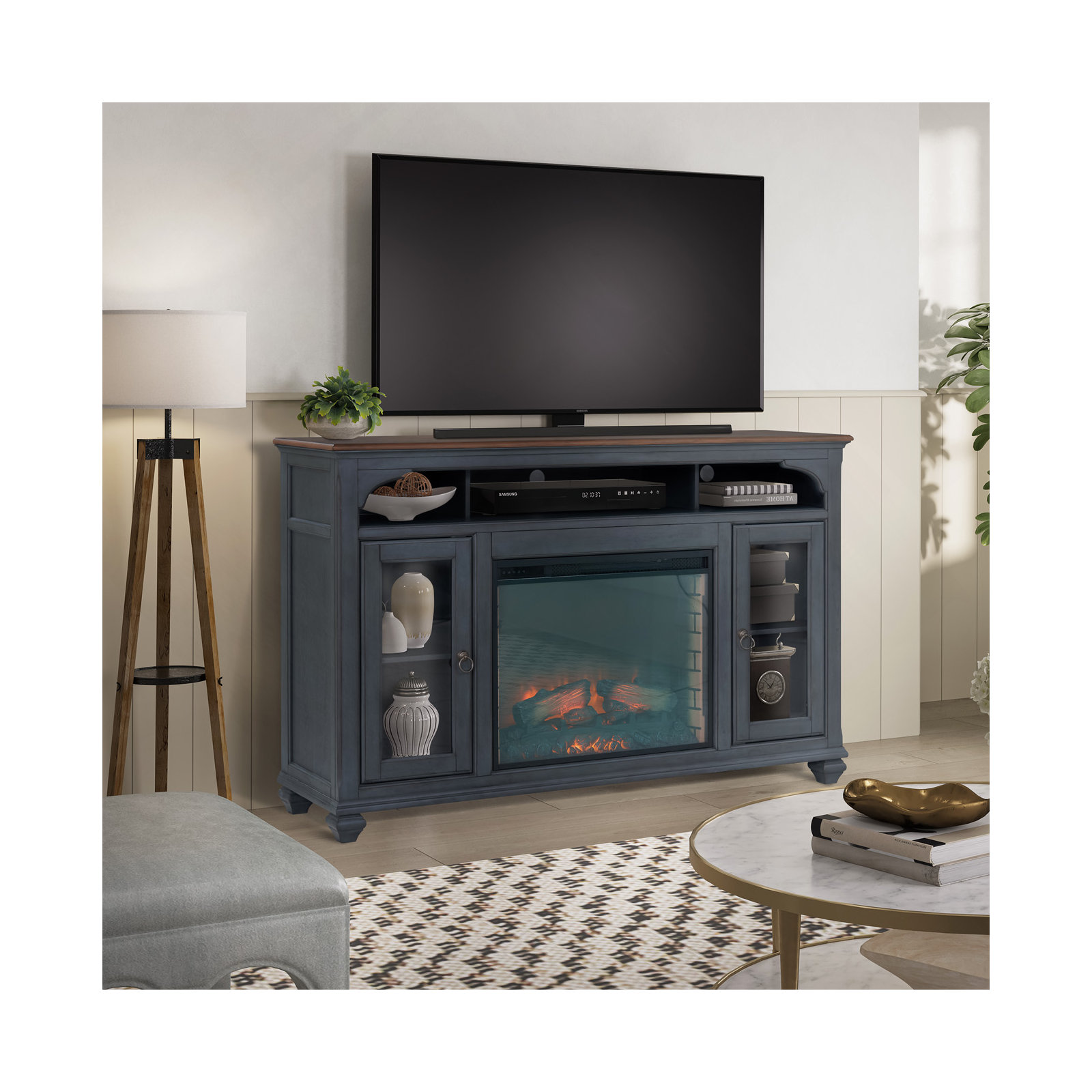 Wolfdale Electric Fireplace TV Stand, 40"H x 66"L x 18"W