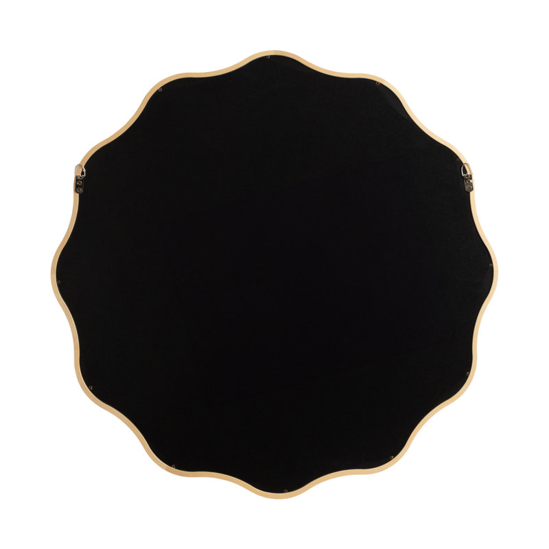Solid Wood Scalloped Mirror, Beige, 30" x 30"
