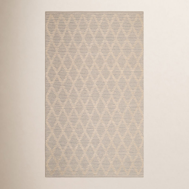 Textured Diamond Grey/Ivory Handwoven Cotton Rug, Runner 2'6" x 8'