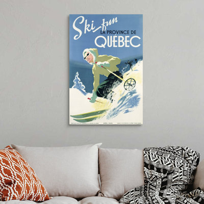 " Poster Advertising Skiing Holidays In The Province Of Quebec, C.1938 " by Canadian School