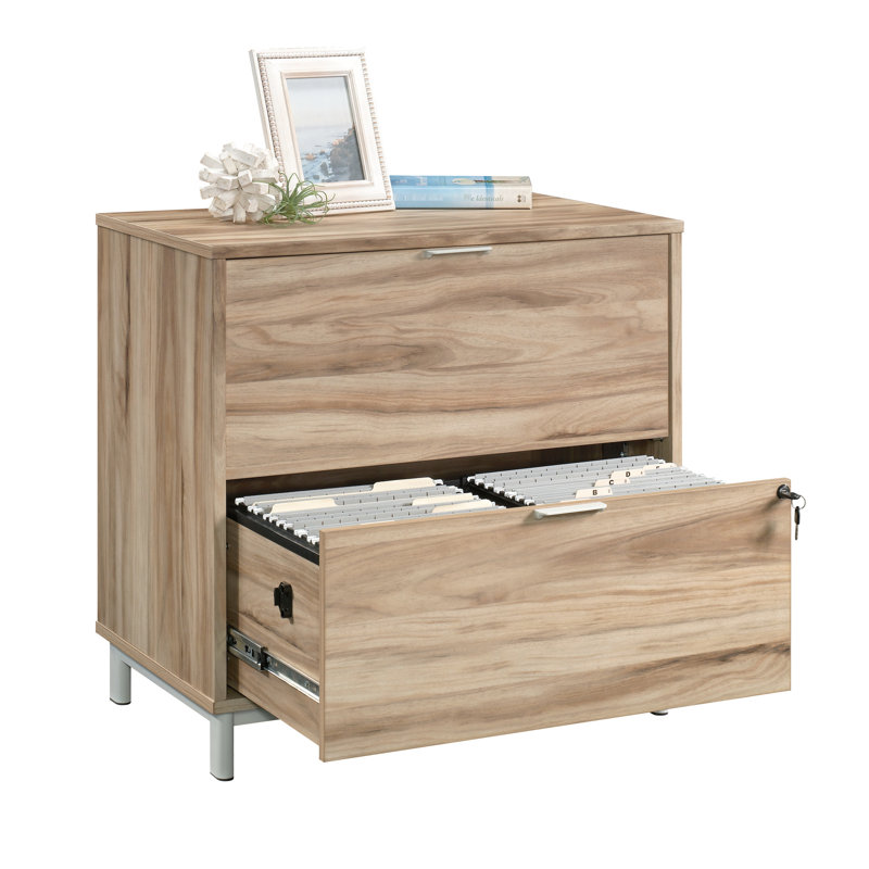 Classeur latéral avec finition en bois - Rangement de bureau avec sécurité verrouillable, mouvement de tiroir à extension, finition complète, construction, allure compacte et contemporaine pour un rangement important, fonctionnalité