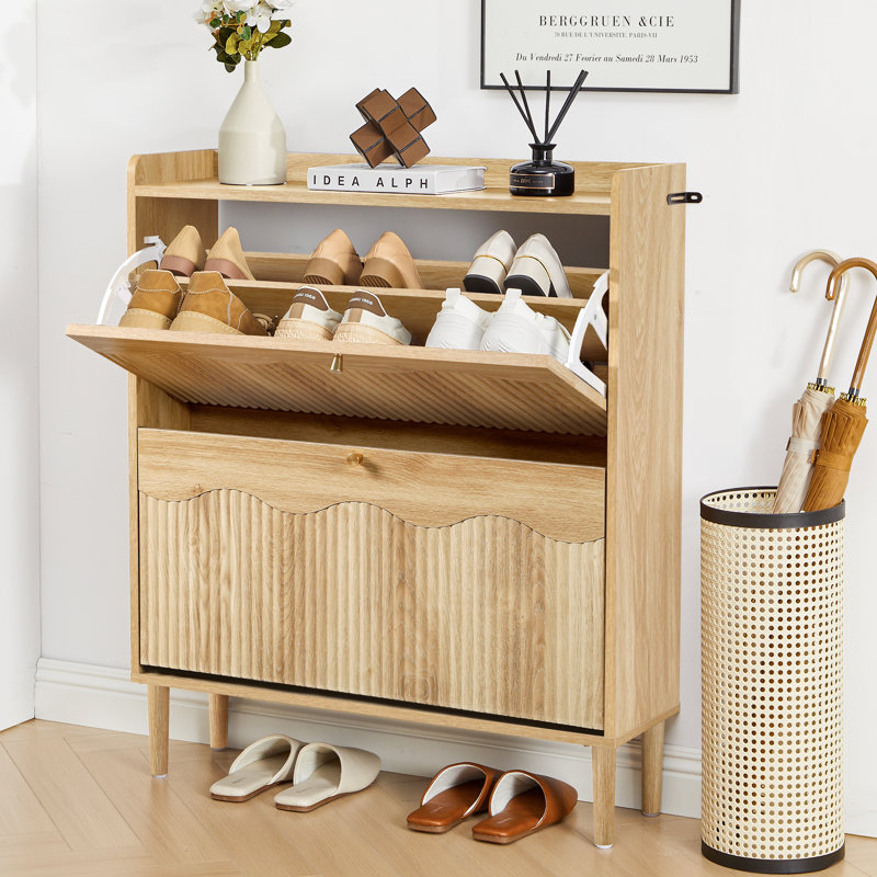 12 Pair Flip Down Shoe Storage, Yellow