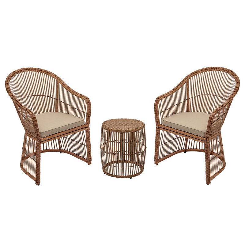 Lustig 2 - Person Patio Conversation Sets with Cushions, Natural