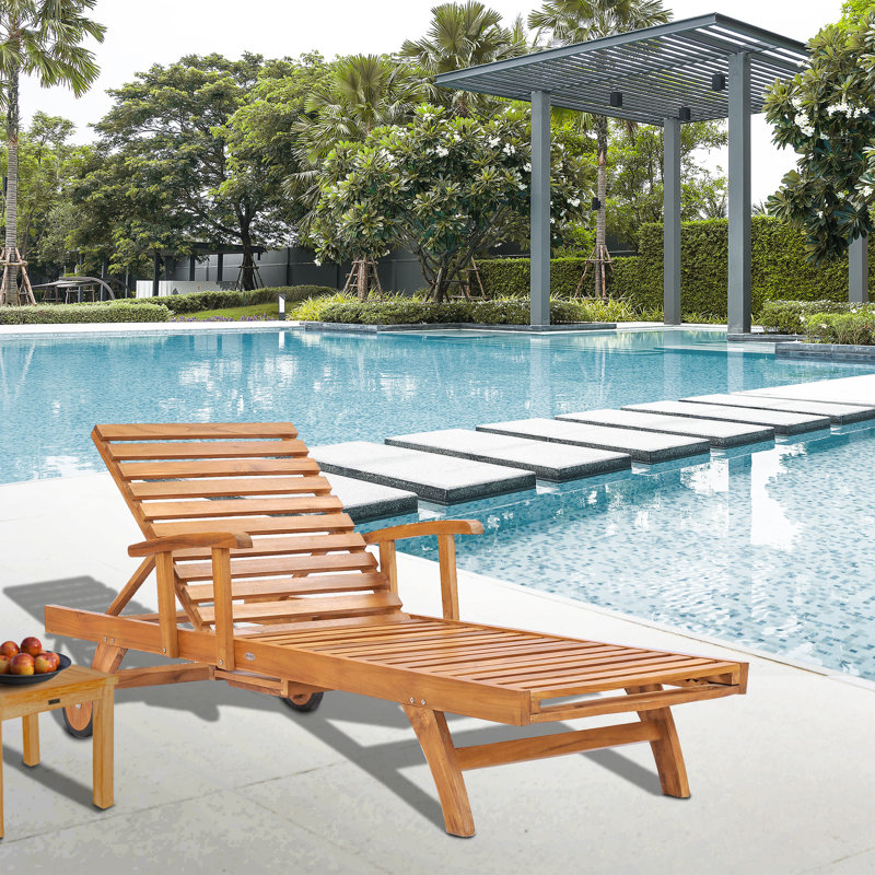 Bahama Reclining Teak Chaise Lounge