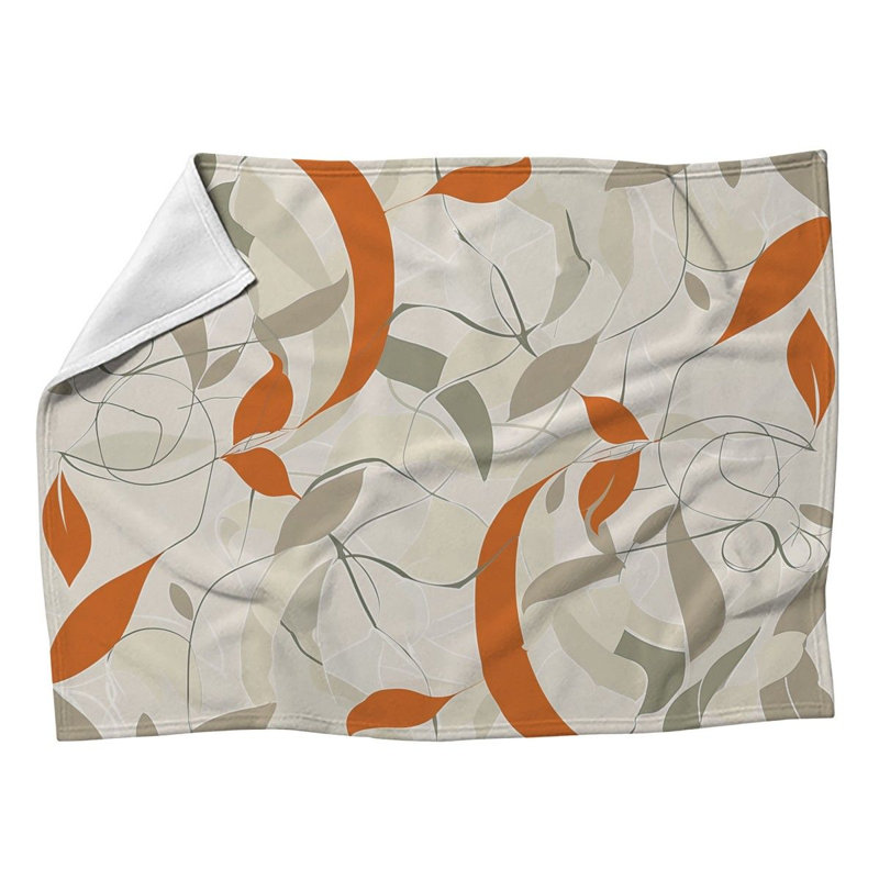Spiral Leaves Cool Machine Printed Throw Blanket, 50" W x 60" L