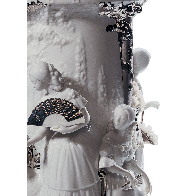 Re-Deco 20.87" Porcelain Table Vase, Silver