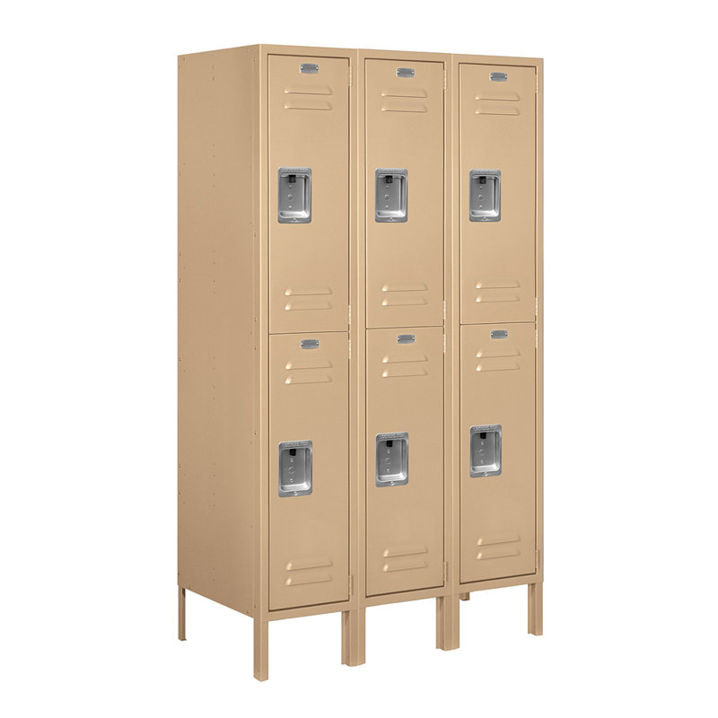 Casier 2 niveaux et 3 rangées, Non assemblés, H 66 po x l 36 po x P 15 po, Brun clair