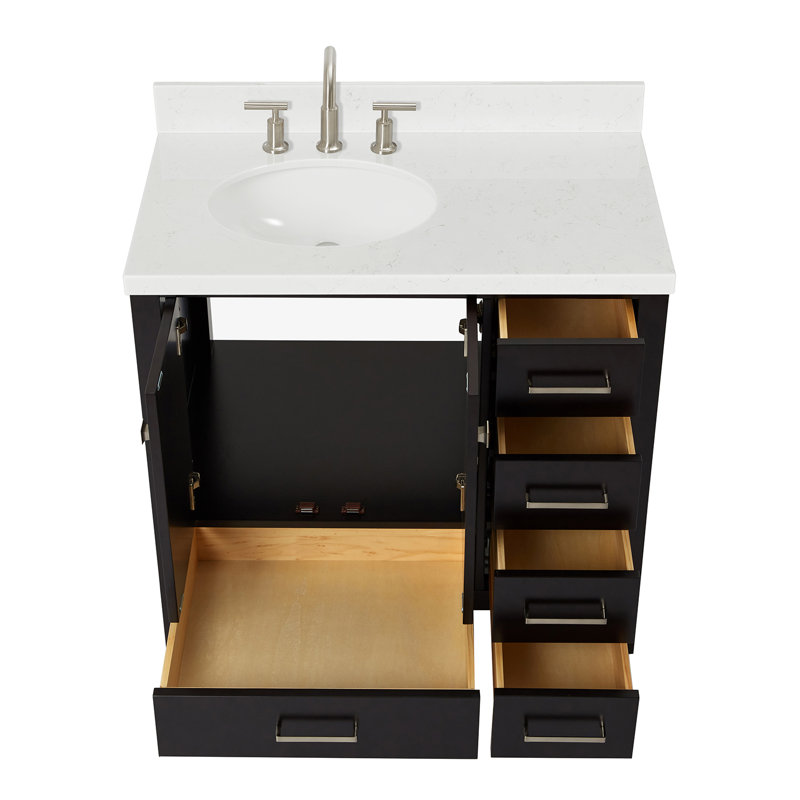  Meuble-lavabo simple 36 po avec comptoir en quartz 36 po, Espresso