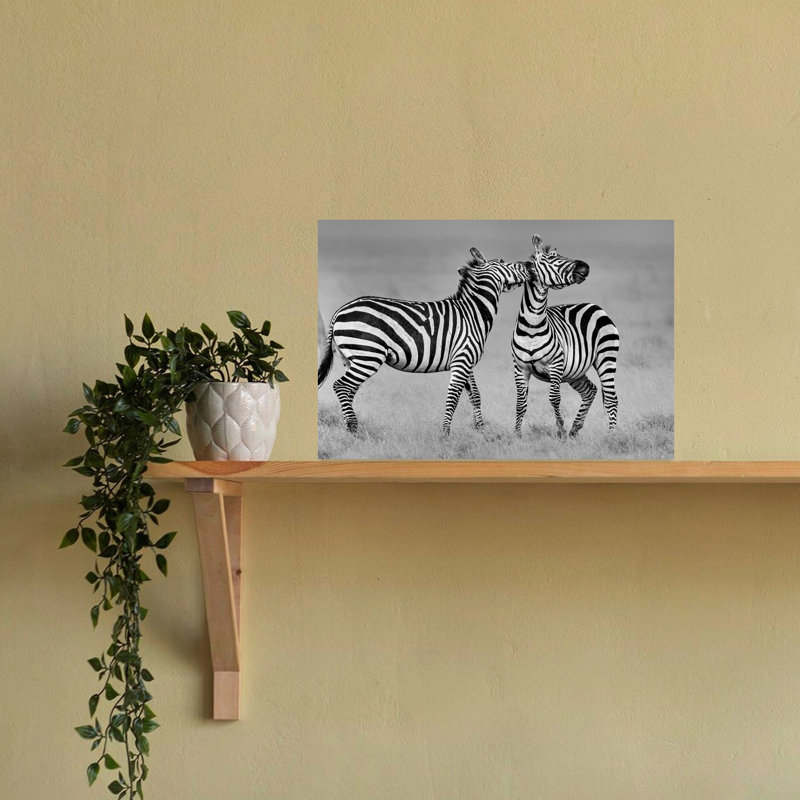 Art mural zébré ludique contemporain, 16" H x 24" W