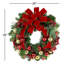 Red and Gold Holiday Wreath with Ornaments and Pine Cones