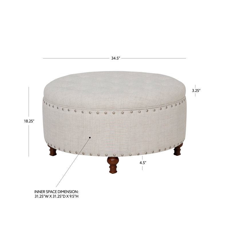 Gotelind Natural Round Storage Ottoman