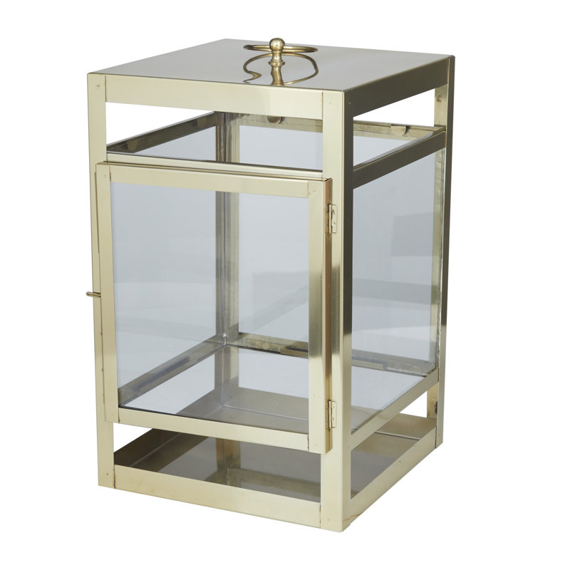 20.5'' H Stainless Steel Tabletop Lantern, Gold