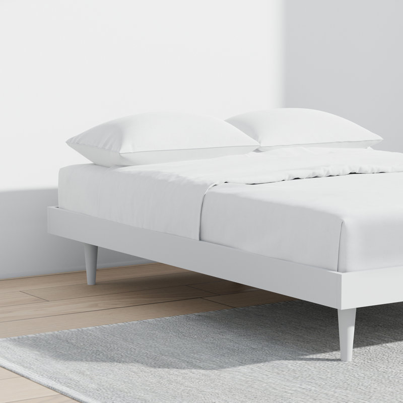Wojcik Modern Wooden Bed Frame, Full, White