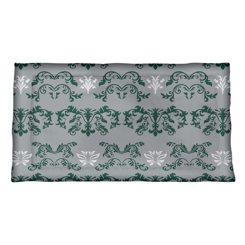 Football Baroque Pattern Pillow Sham, Standard, Polyester, Gray/Green/White