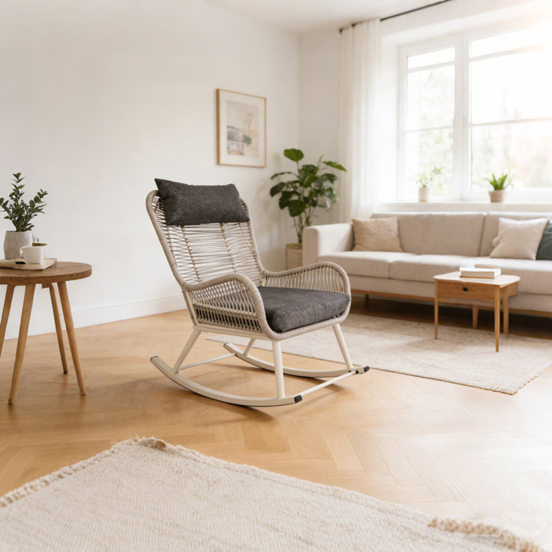 Chaise berçante pour l'extérieur avec coussin Hubhalsun, Gris foncé