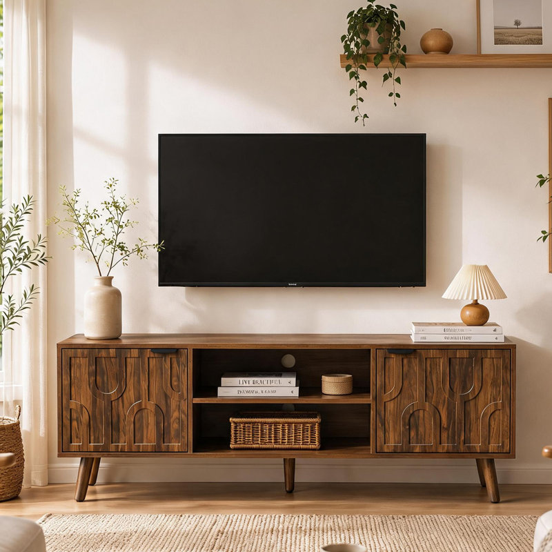 Meuble télé moderne du milieu du siècle, console de rangement pour téléviseurs jusqu'à 48 pouces (122 cm), pour salon ou chambre à coucher.