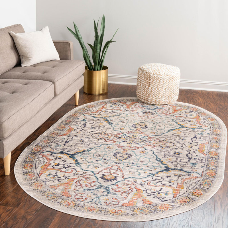 Alkire Floral Indoor Rug, Oval 3'11" x 5'11"