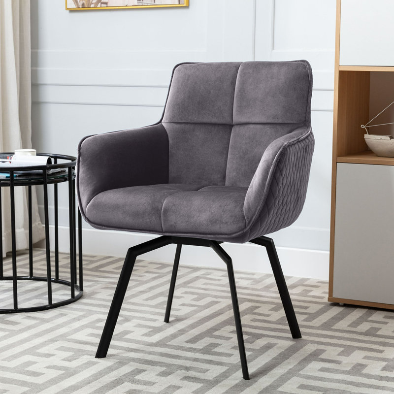 Fauteuil d'appoint pivotant en velours Ames avec pieds en métal Ames, Gris