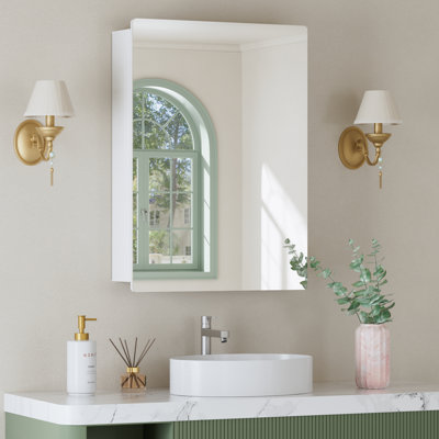 Armoire à pharmacie sans miroir avec miroir, tablettes coulissantes réglables en verre, porte réversible pour téléviseur et salle de bain, blanc