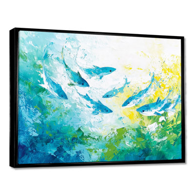 Abstract Sharks Swimming - Shark Wall Art Print