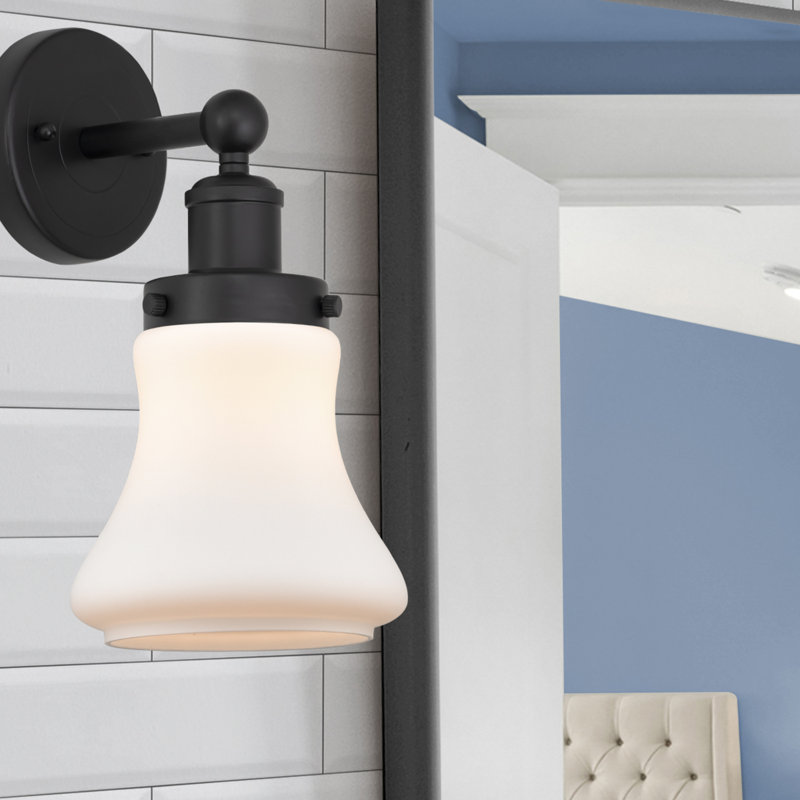 Chickasha Armed Sconce, Matte Black, Matte White