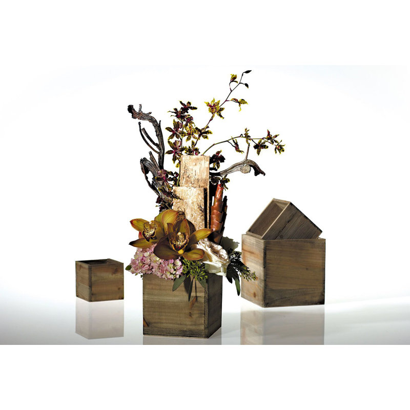 Boîte à fleurs en bois , Naturel, H 6 po x l 6 po x P 6 po