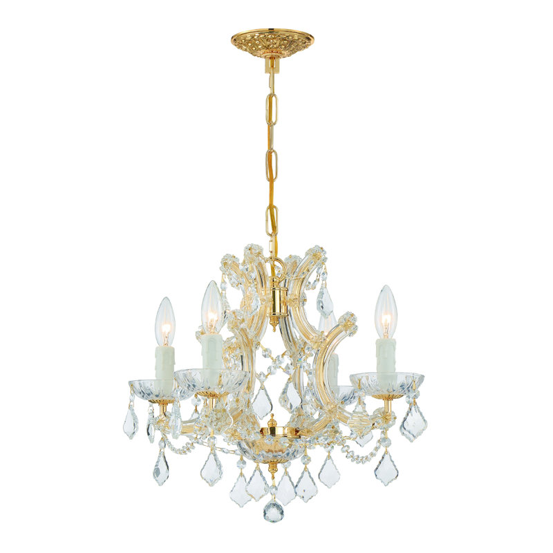 Wehr Candle Style Traditional Chandelier, Golden Teak Strass, Gold