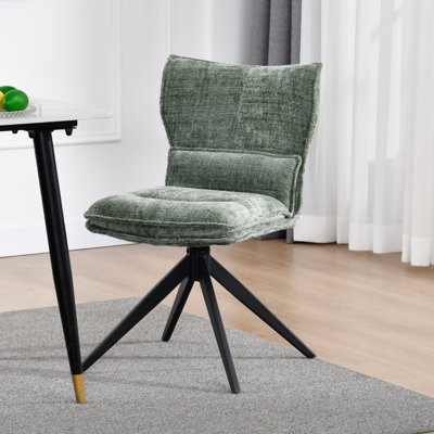 Modern Upholstered Seat Soft Cushion Ergonomic Backrest Swivel Dining Chair by Corrigan Studio