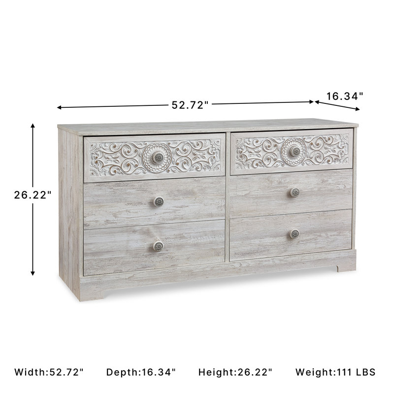 Commode double 6 tiroirs Hoang, Blanc