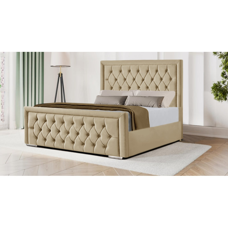 Brentley Upholstered Bed, Mink, Double (135 x 190 cm)